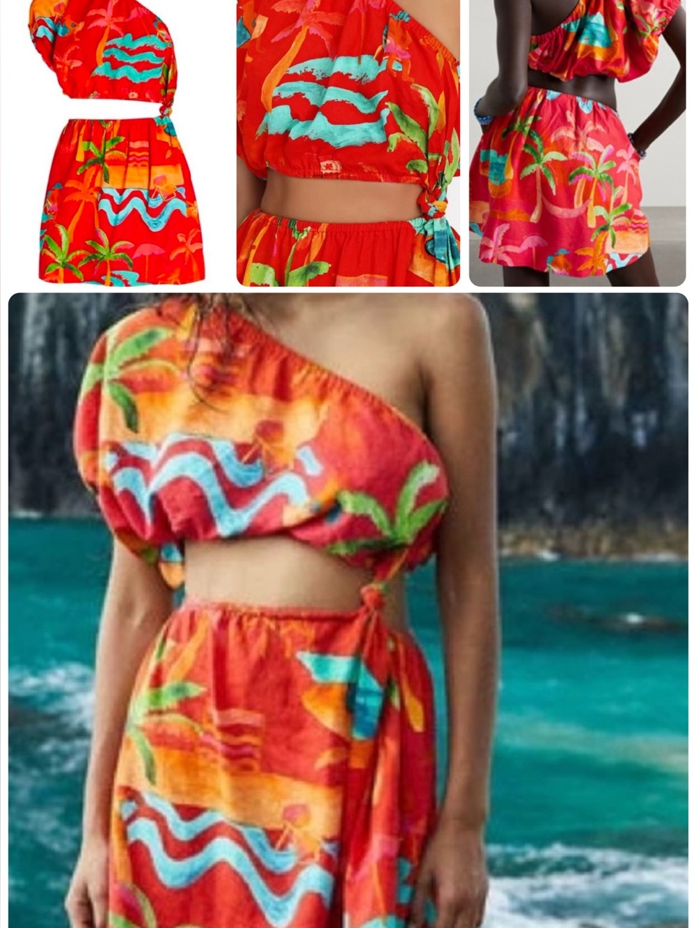 FARM RIO Tropical One-Shoulder MINI DRESS